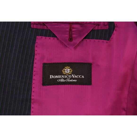 Domenico Vacca Black Purple Pink Striped 2B Wool Cashmere Suit 42L - Picture 9 of 11
